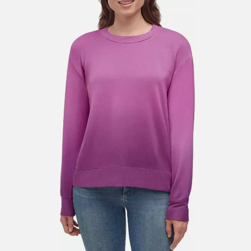 Splendid XL Light Orchid‎ Ombre Dip Dye Crew Neck Pullover Long Sleeve Top